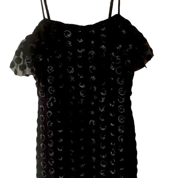 Little Black Round Circle Sequins Cocktail/Party Dress - Picture 1 of 6